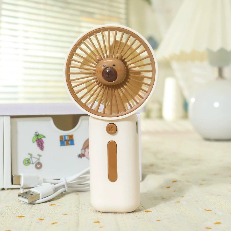 

Mini Fan with High Wind Power, Portable Capibala Handheld Fan, USB Charging, 3-speed Wind Speed, Summer Cooling белый