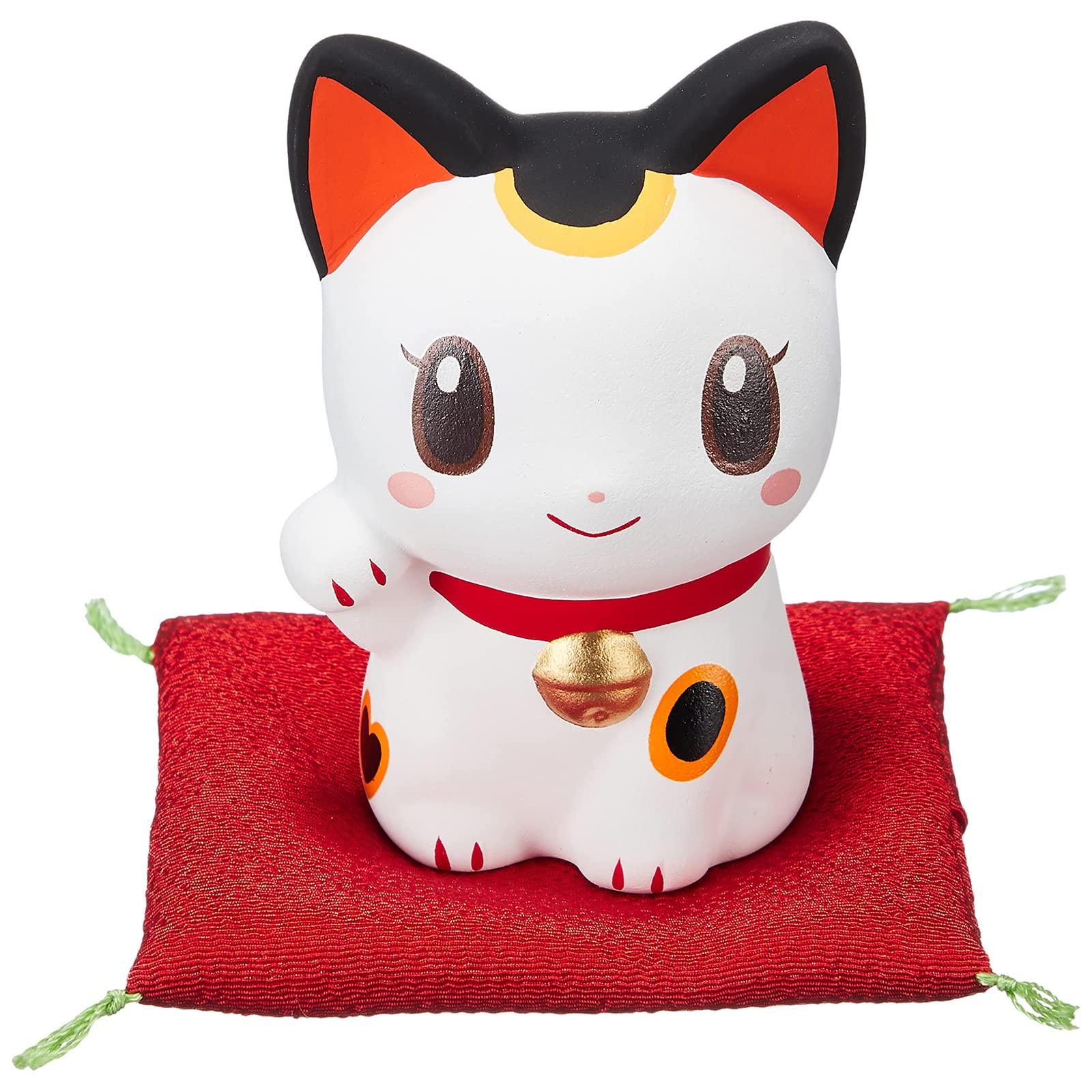 Yakushigama Nishikisai Suzune Money Height 8cm Nishida Atsuko 7697 Maneki-neko (beckoning cat) белый