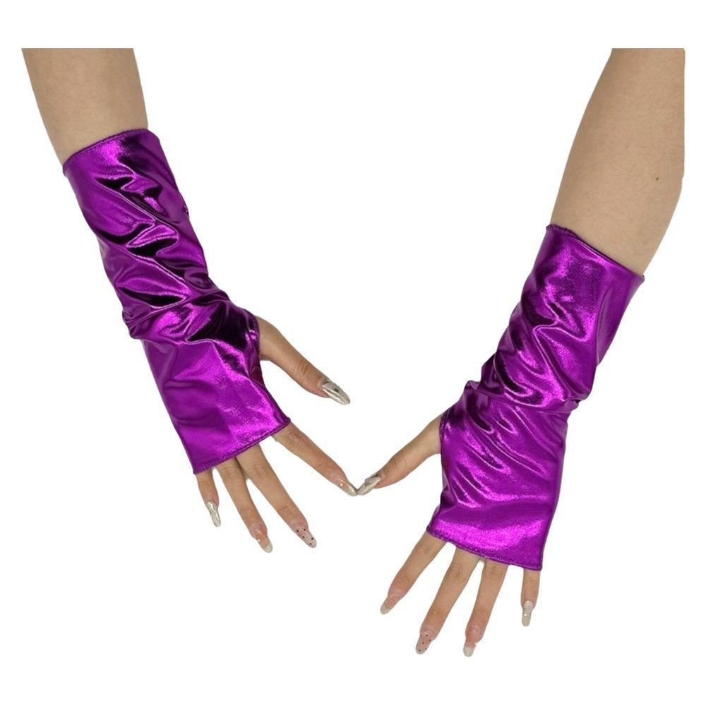 Solid Color Fingerless Mittens Imitation Leather Rock Gloves Punk Style Short Gloves  Friend Gift