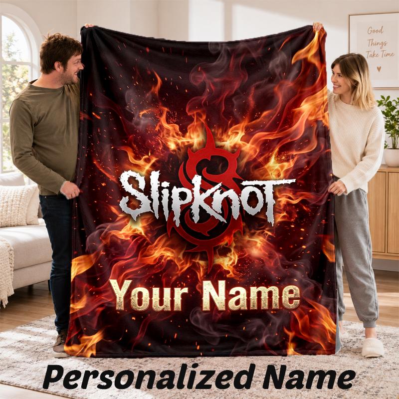Slipknot Personalized Flannel Blanket Custom Name Text Soft Throw Blanket Home Decor