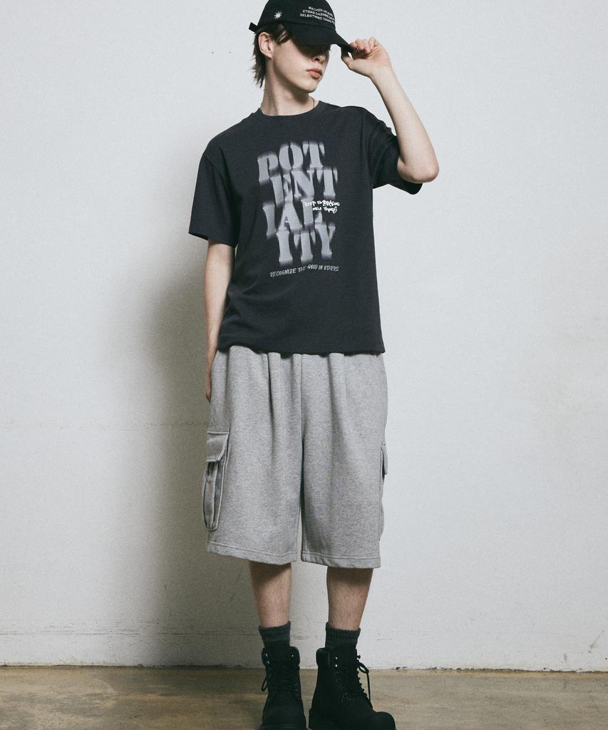 BUNKERBUSTER Grunge Lettering Print Short Sleeve T-Shirt Mq7Tu426_Charcoal