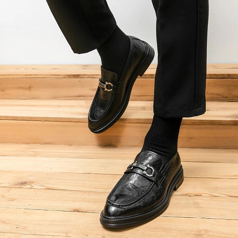 New Italian Handmade Leather Fashion Formal Loafers For Men Slip-ons Mens Casual Shoes Quality Moccasin Men's Business Flats