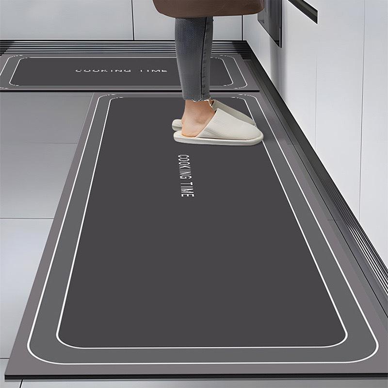 American Kitchen Floor Mat: Water & Oil-Absorbing, Stain-Resistant Diatomaceous Carpet, Easy Clean, No-Wash, Quick-Dry Foot Pad.