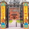 Door Couplet Banner 2pcs Polyester, 12x70.8in Traditional Red for Party & Porch
