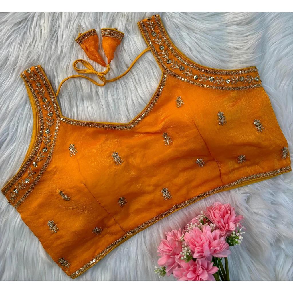 Indian Women's Silk Blend Sleeveless Blouse Bollywood Party Wear Ethnic Choli