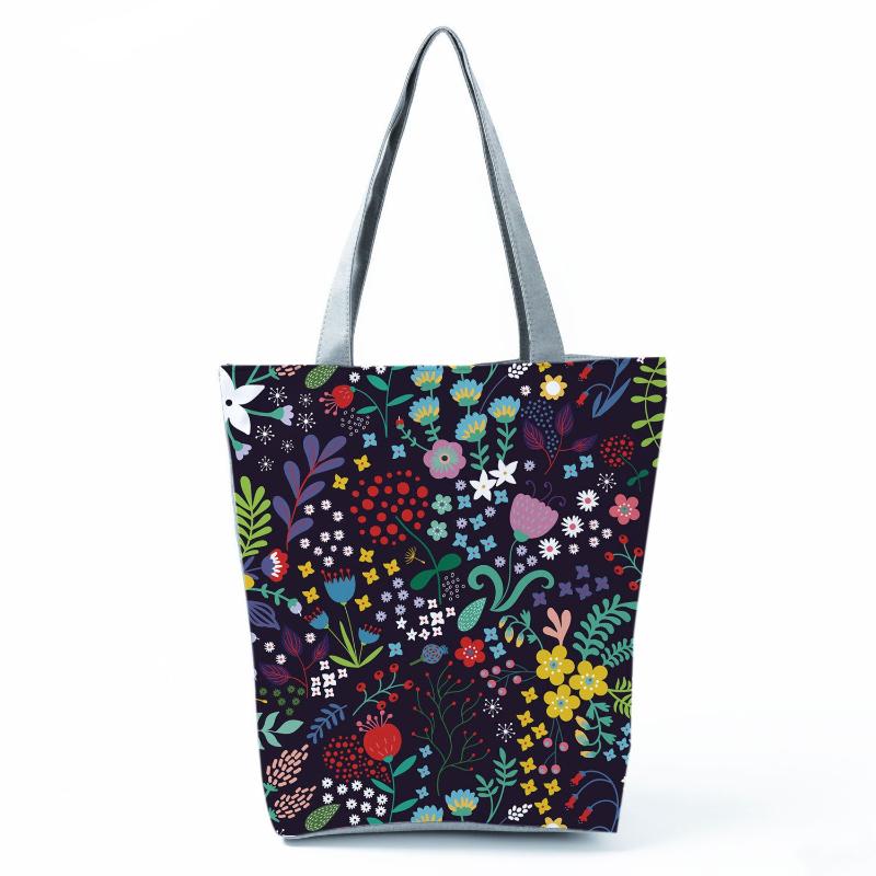 High Capacity Shoulder Bag Shopping Bags Bright Colors Floral Print Handbag Casual Travel Multi Functional Beach Bag Commuting Tote Bag