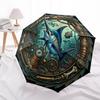 Underwater Adventure Emblem pattern umbrella, portable and foldable design, 8 ribs, a casual accessory for Halloween, Christmas, and birthday gifts.