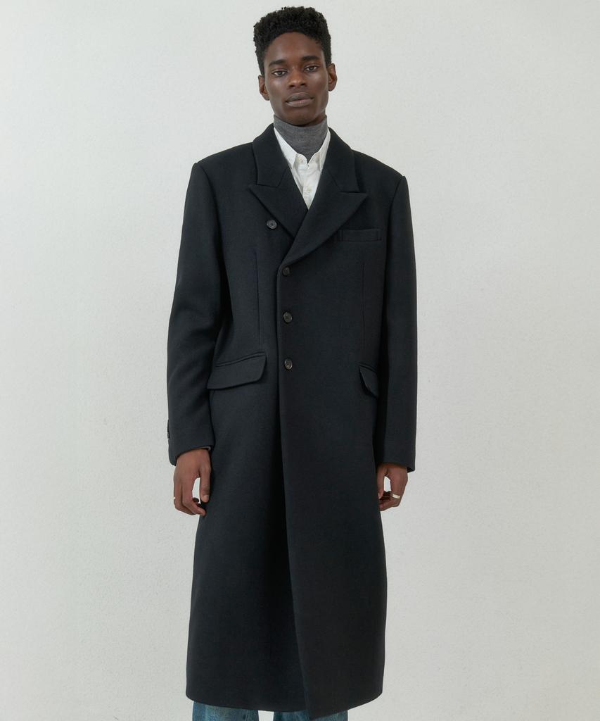 Trip Le Sens [Australian W90] Austrian Wool One-Side Coat_Black