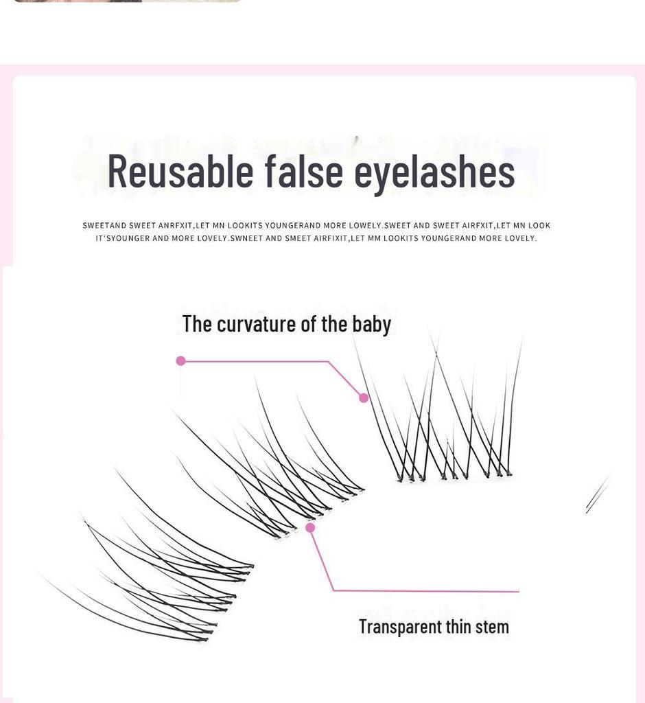 Super Soft Curved Natural False Eyelashes - Model 8910mm Short Straight Single Cluster