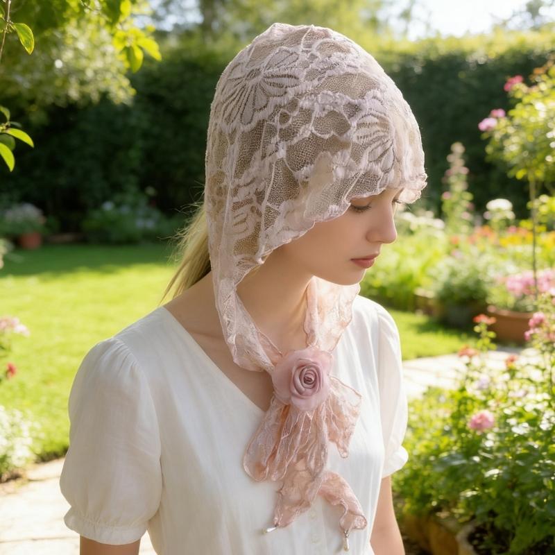 Elegant Hollow Out Mesh Head Wrap Soft Cupro Fiber Hat Bandana Headscarf For Summer Fashion Accessory