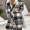Women Fall Winter Sweater Coat Hooded Drawstring Twisted Pattern Contrast Color Thick Knitted