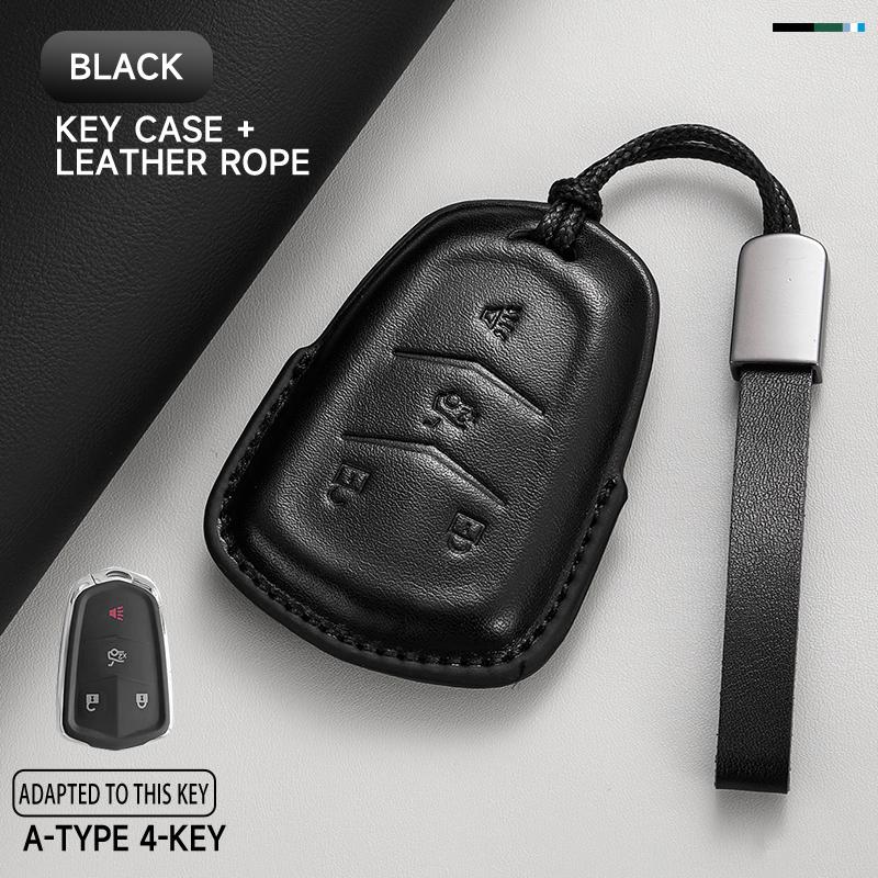 

Genuine Leather Car Key Case Cover Key Bag For Cadillac GMC ATS CT6 CTS DTS XT5 Escalade ESV SRX STS XTS Protect Set Accessories