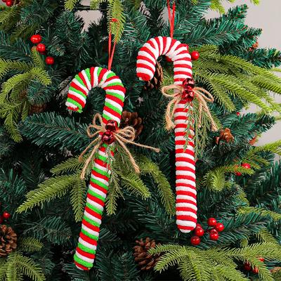2Pcs Candy Cane Christmas Decorations Ornaments Christmas Decoration Hanging Ornaments for Party Supplies DIY