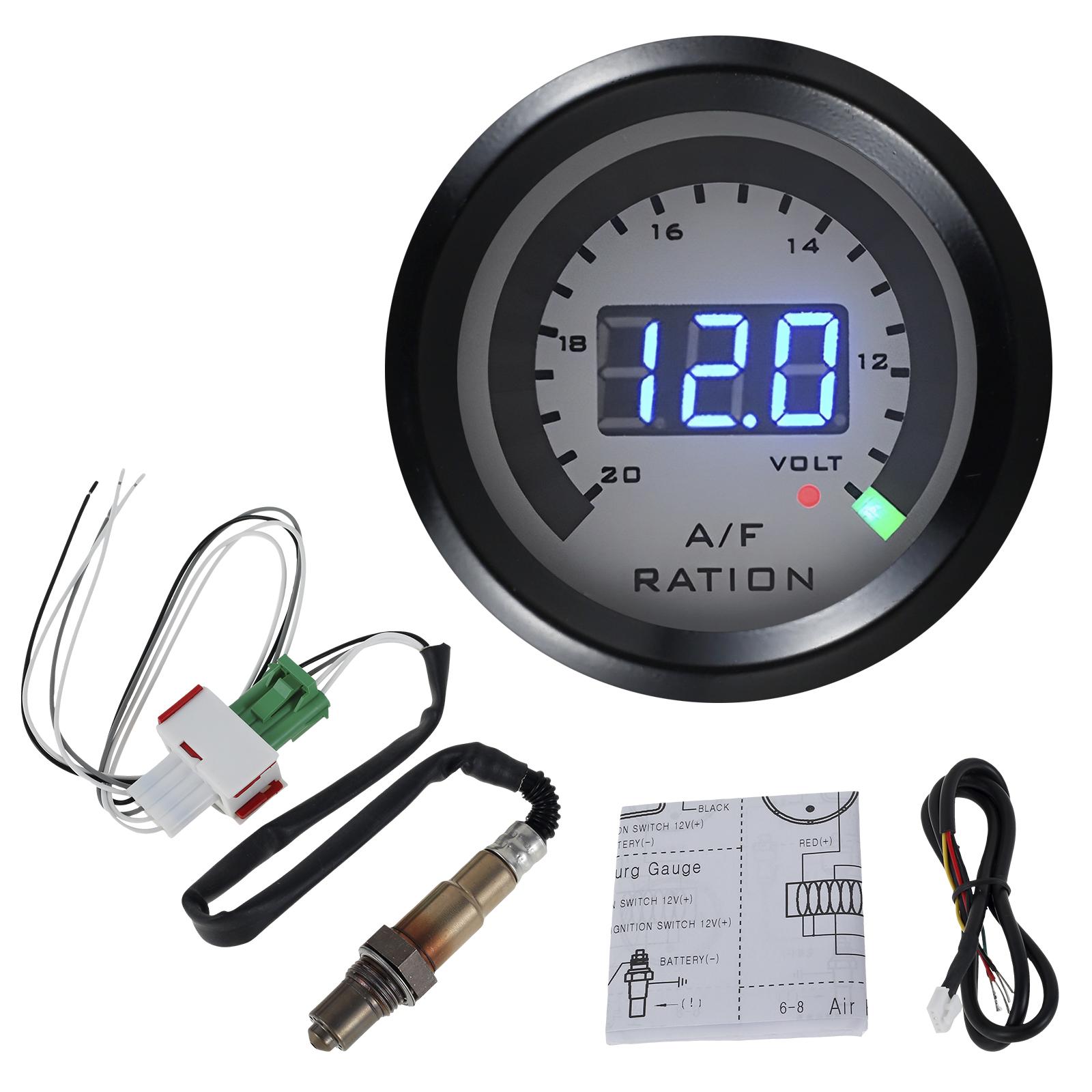 

Датчик соотношения воздух-топливо 52 мм 12 В датчик AFR с датчиком кислорода O2 цифровой вольтметр автомобильный дисплей датчика уровня воздуха-топлива автомобильные аксессуары чёрный
