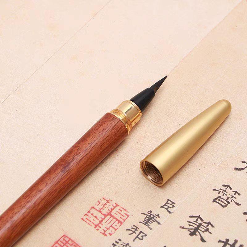 Sandelholz Weiche Spitze Kalligraphie Pinselstift - Gravierter Füllfederhalter Stil für Schülerübungen