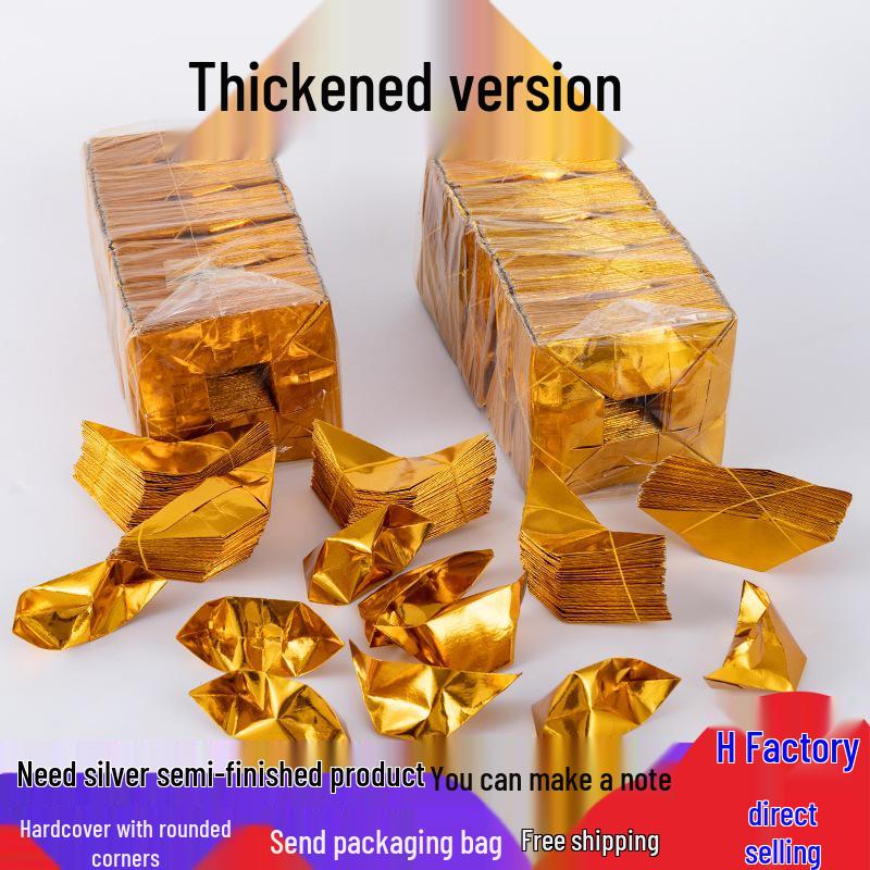 Handmade Origami Gold and Silver Ingot with Thickened Tin Foil, Semi-Finished Paper Craft