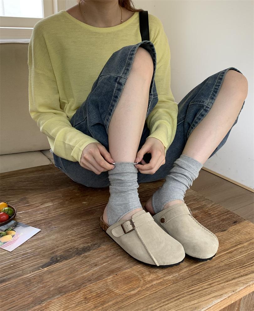 

Модные и легкие ретро нескользящие шлепанцы на платформе с сумкой на голову, женская летняя обувь 2025, новые увеличивающие рост полушлепанцы Birkenstocks 39