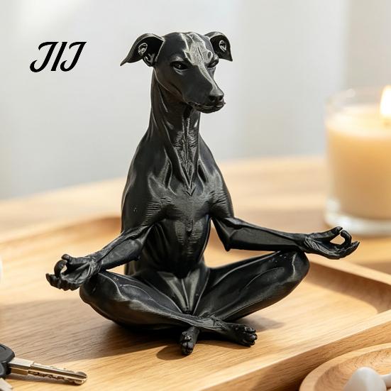 Zen Dog Statue for Home Decor 3D Printed Meditating Statue, Sitting Puppy Figurine Funny Desk Accessories Office Decor, Creative Animal Sculpture
