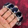 Faceted Blue Sapphire Lab-Created Jewelry, Handmade Gemstone 925 Solid Sterling Silver Jewelry, New Jewelry Adjustable Chain Bracelet For Wedding Gift