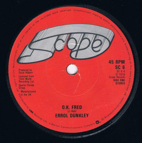 

7inch Record ERROL DUNKLEY O.k. Fred SC6 SCOPE 1979 UK Reggae Ska Dub Used