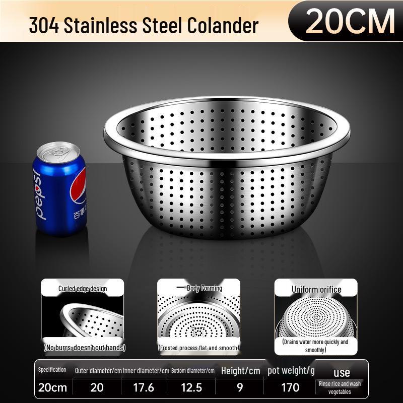 Extra Thick 304 Stainless Steel Household Deep Soup and Mixing Basin