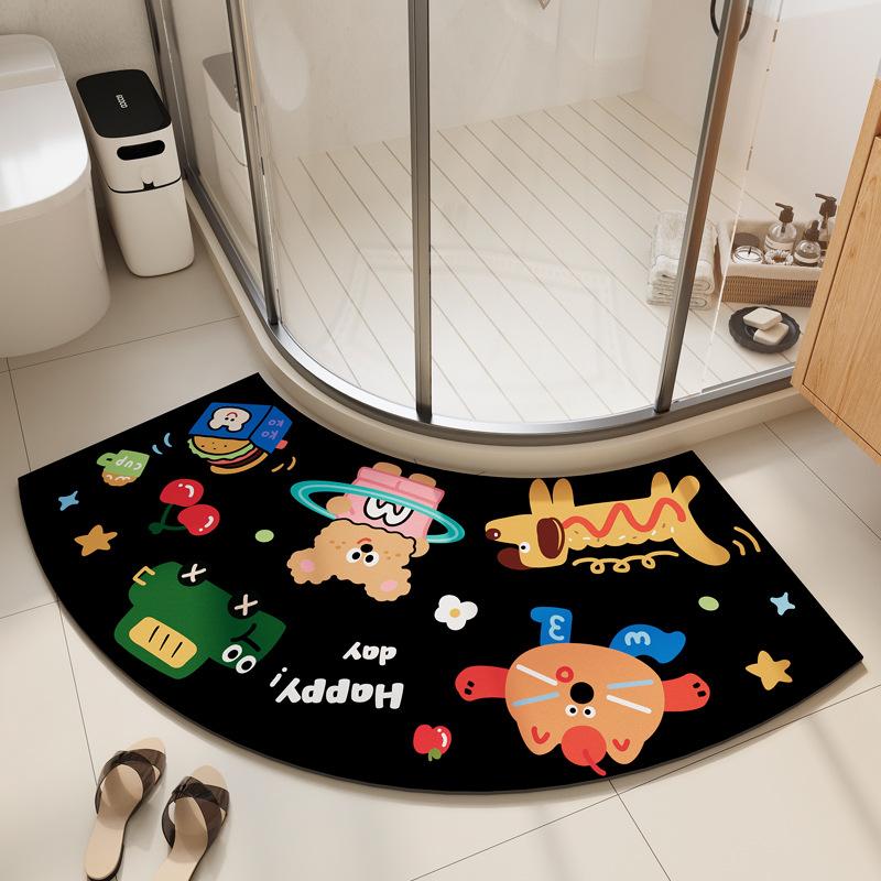 Diatom Mud Floor Mat Household Water Absorption Quick-drying Foot Mat Cartoon Puppy Bathroom Floor Mat Curved Bathroom Anti-slip Mat