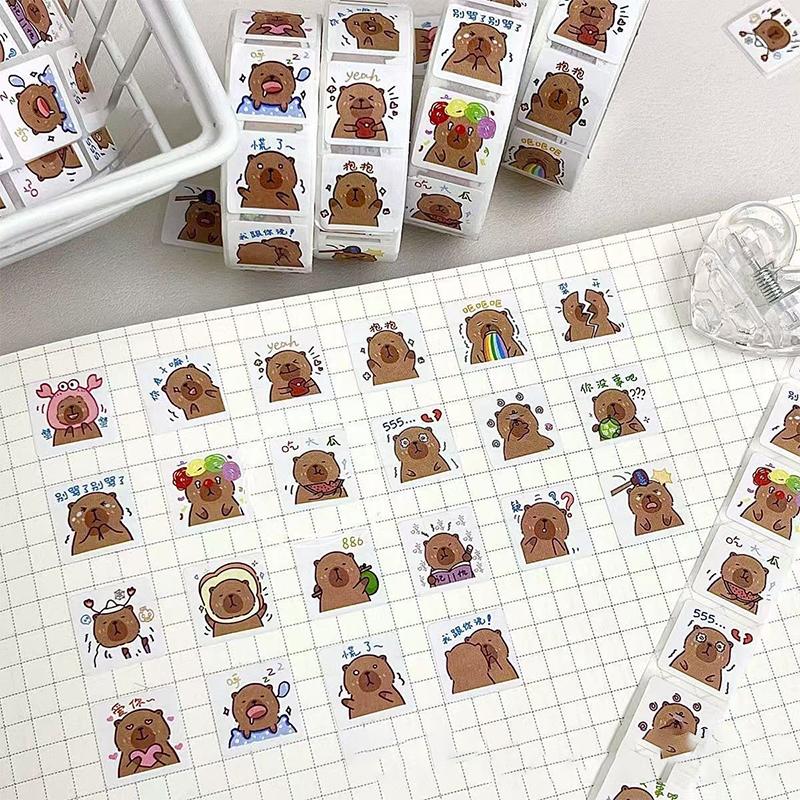 500Pcs/Roll Cartoon Capybara Sticker Decals Decoration Diy Phone Notebook Suitcase Laptop Kids Sticker