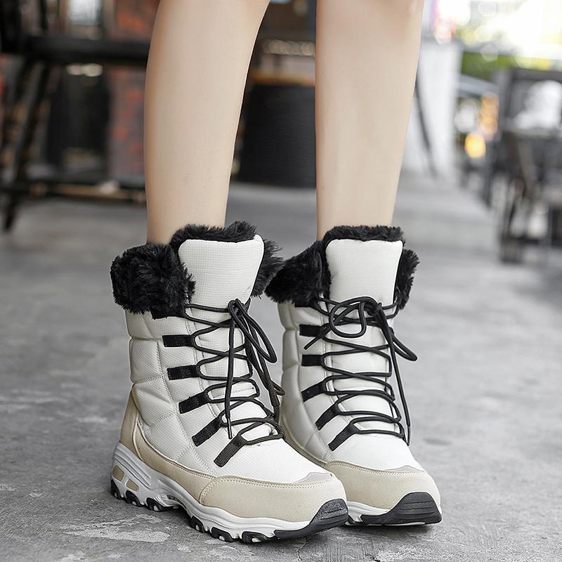 Nuevas botas de invierno para mujeres de alta calidad Mantengan el calor  Botas de nieve de media pantorrilla Para mujeres con cordones cómodos Botas  gruesas comprar a buen precio — entrega gratuita,