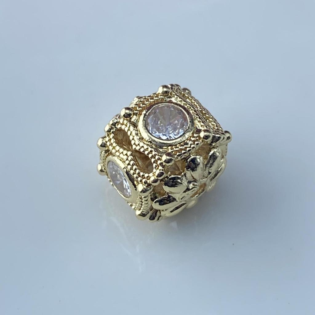 Handmade High Color Retention Hollow Spacer Beads with Large Zirconia Particles for DIY Jewelry and Fashion Accessories.