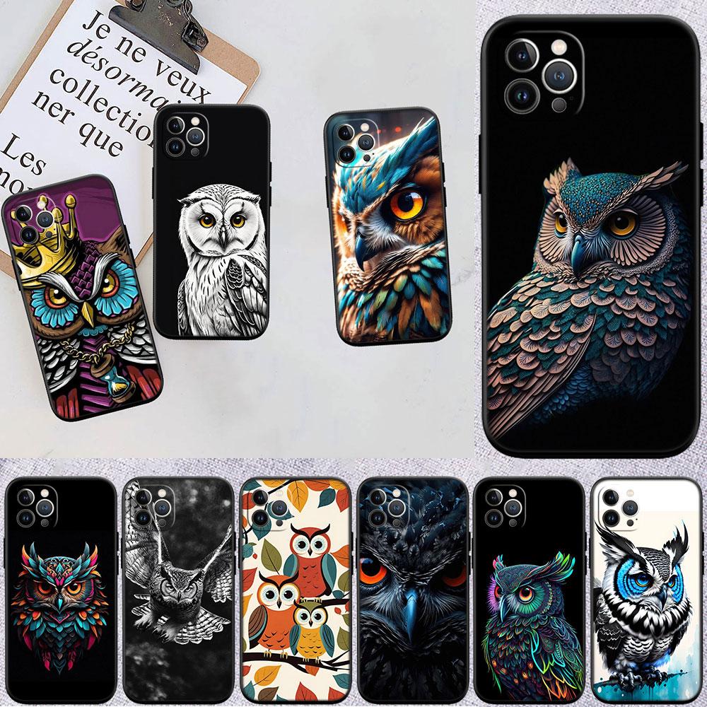 CJ25 Cartoon Art Owl Soft Shell Phone Case for Samsung Galaxy S20 S21 S22 Ultra FE + Plus A21S A22 A24 A25 A26 A30 A30S A31