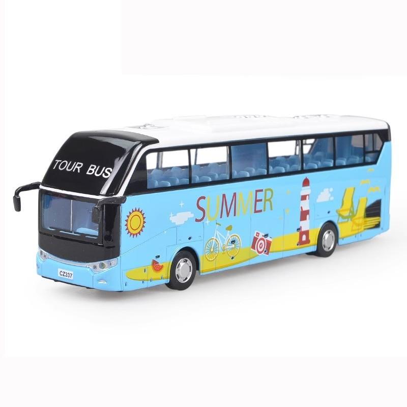 

City Luxurious Simulated Sightseeing Bus Model Toy With Sound And Function Light синий