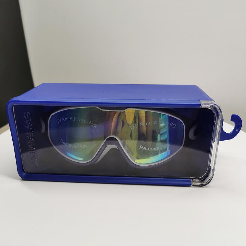 Large Frame Plated Waterproof Anti-Fog Swimming Goggles with One-Piece Earplugs for Men and Women