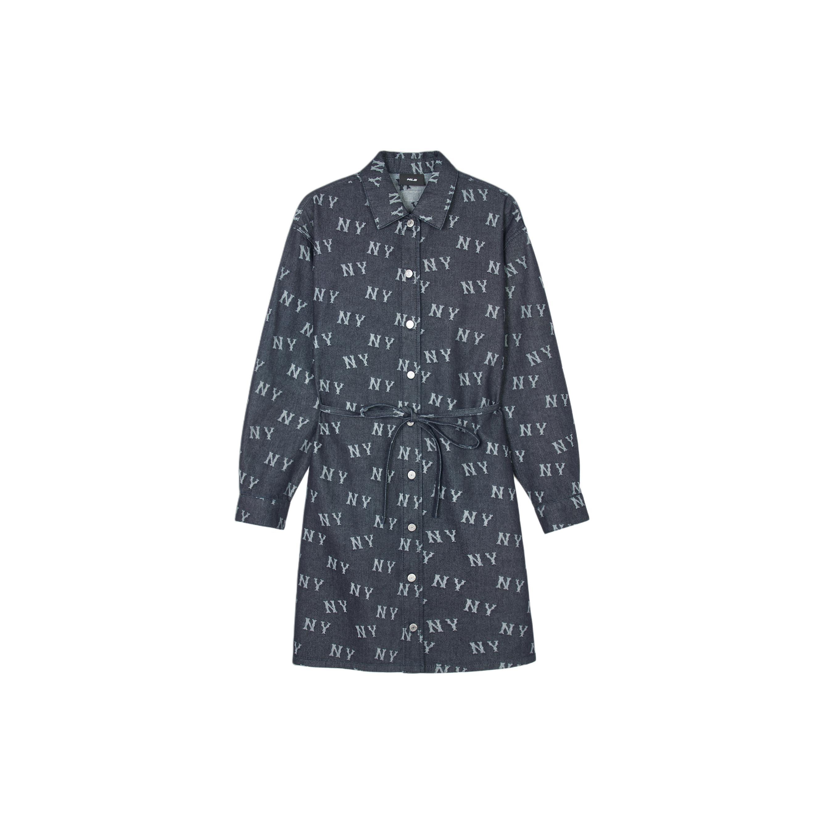 

New MLB SS24 New York Yankees Long Sleeved Dresses Women s Navy Blue 3FDDM0141-50NYD XS