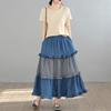 Denim Plus Size High Waist Vintage Patchwork Spring Summer Autumn Casual Loose Long Woman Skirt
