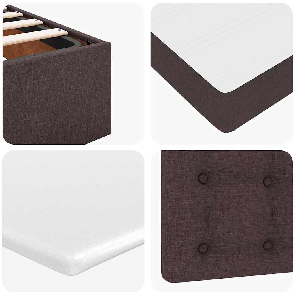 Enjoy Restful Nights with This Ottoman Bed with Mattresses and LED Lighting In Dark Brown 200x200 Cm Fabric