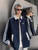 Men's Trendy American Patchwork Hoodie: Autumn College Style Striped Baseball Jacket