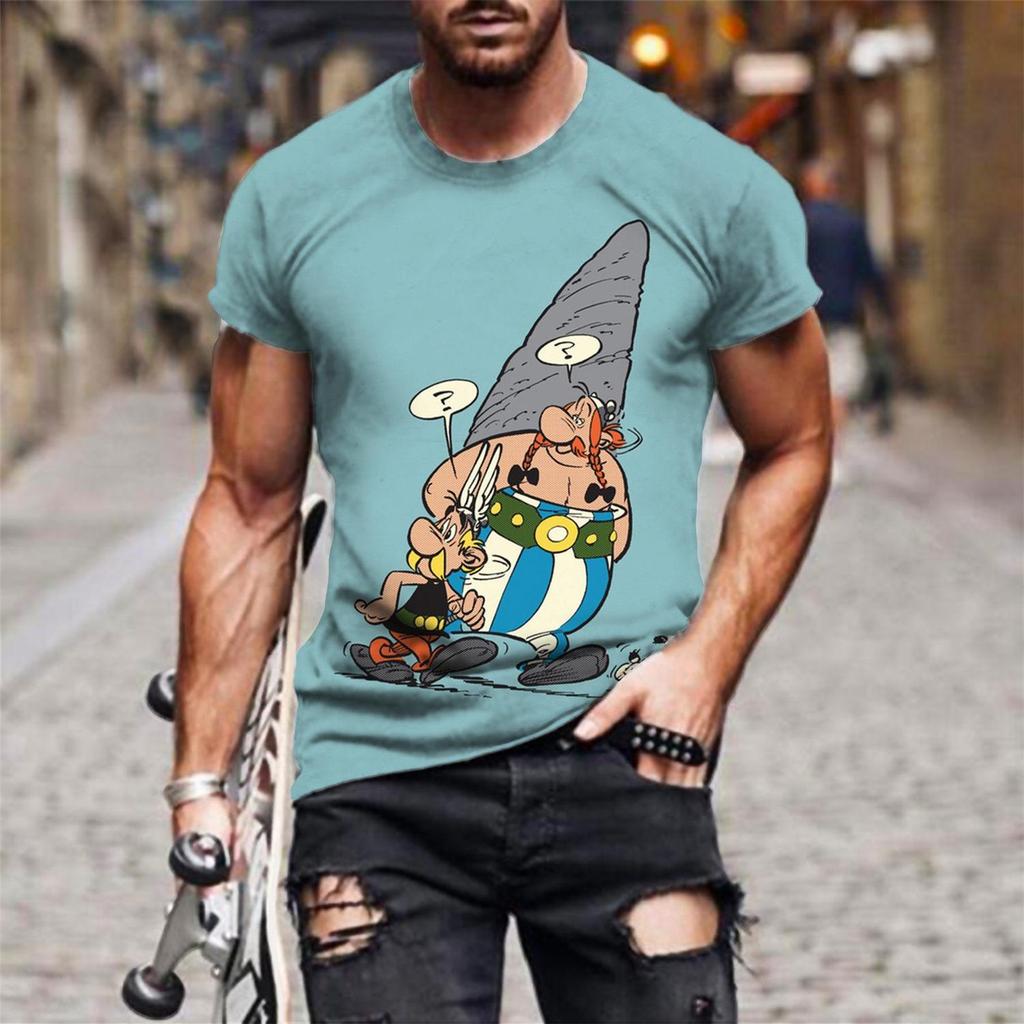 Anime Asterix and Obelix T-Shirt Cartoon 3D Print Men Women Short Sleeve T Shirts Oversized Harajuku Tees Tops Kid Clothing