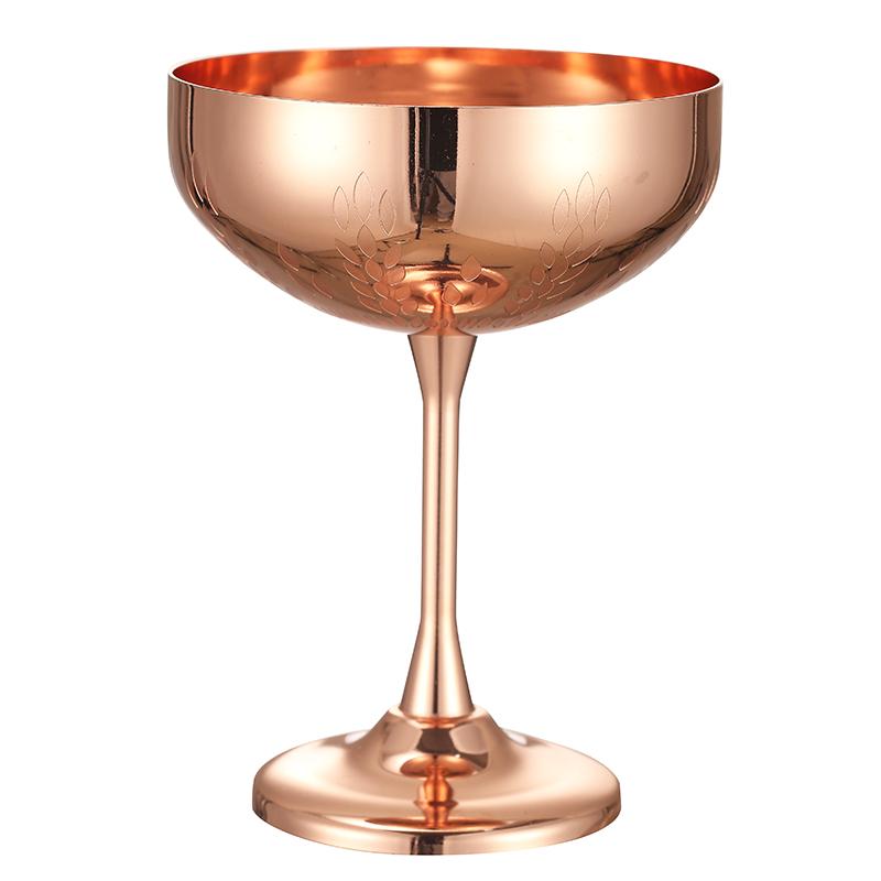 Metal Cup, Martini Cocktail Glasses,Copper Plated Stainless Steel With Etching Pattern