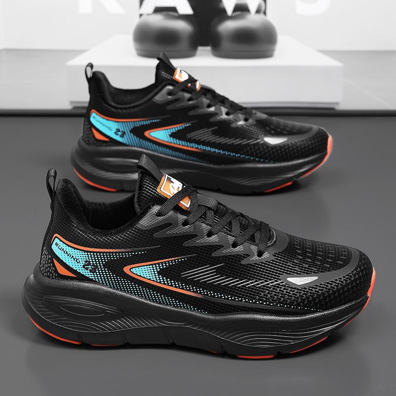 Mens Running Shoes 2026 New Mesh Breathable Comfortable Sports Shoes Trendy Casual Flat Lace-up Sneakers for Men