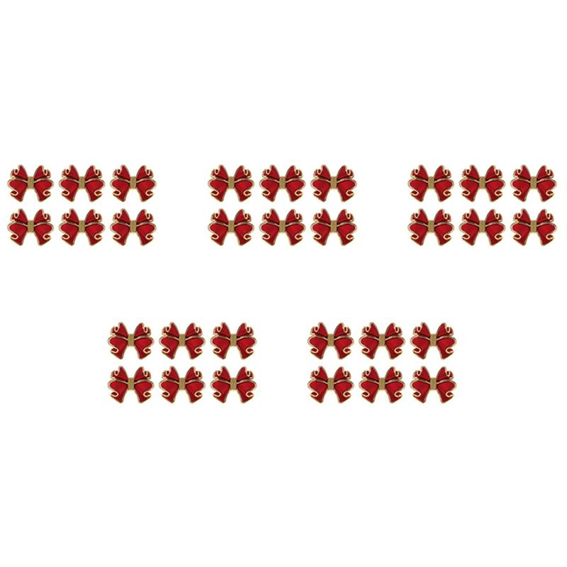 

ABWR-30 Pieces Red Bowknot Napkin Rings, Butterfly Knot Napkin Ring Holders Handmade Metal Napkin Buckles Elegant Table Decor червоний
