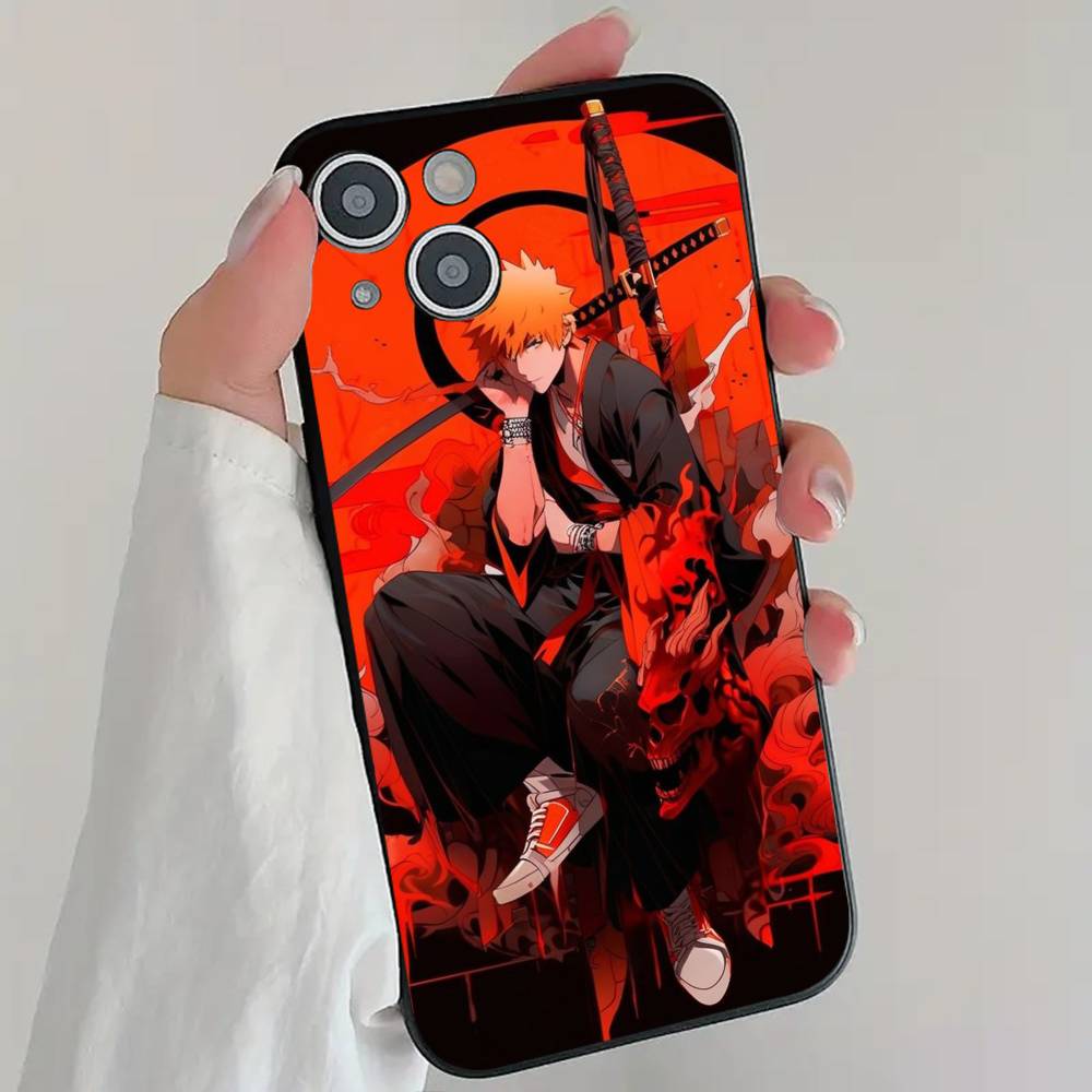 Anime B-Bleach Phone Case Cool Black Silicone Soft For IPhone 16 15 14 13 12 11 X XR Plus Pro Max Plus