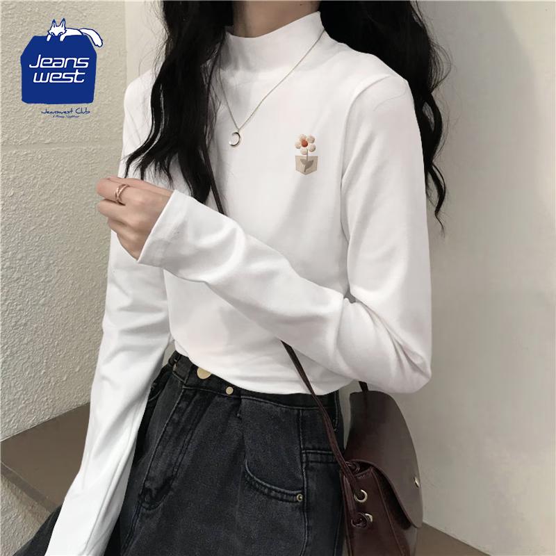 JEANSWEST CLUB Women s De Rong Thermal Stand-Collar Long-Sleeve T-Shirt S