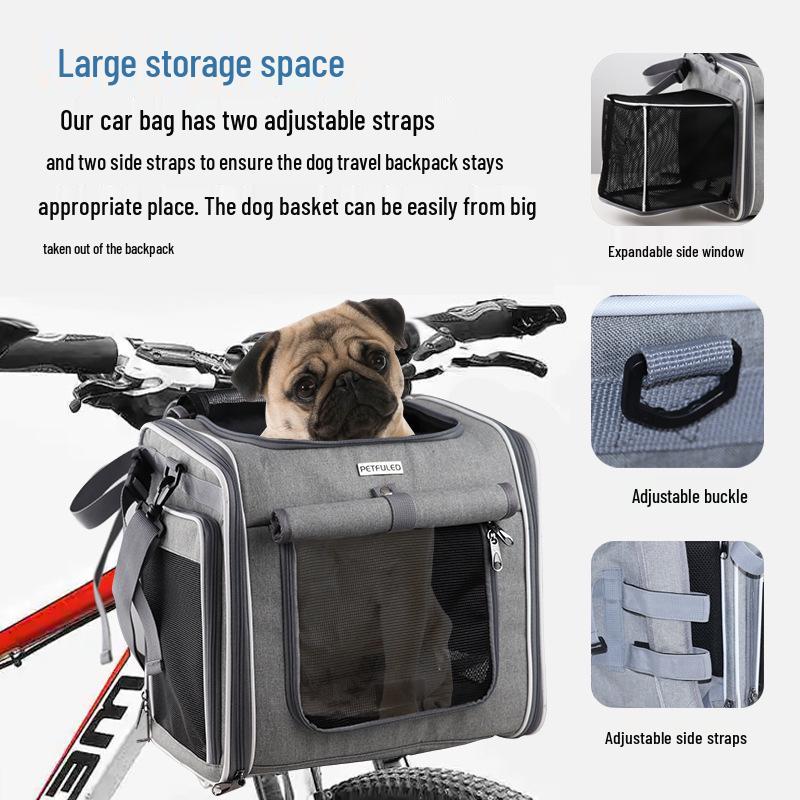 Expandable Foldable Pet Carrier Bicycle Basket for Cats & Dogs – Large Capacity, Cross-border Exclusive.