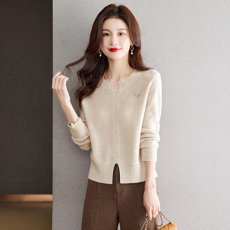 Red Sweater Women's Short Autumn Winter New Simple Thin Fashion Knitted Base Top
