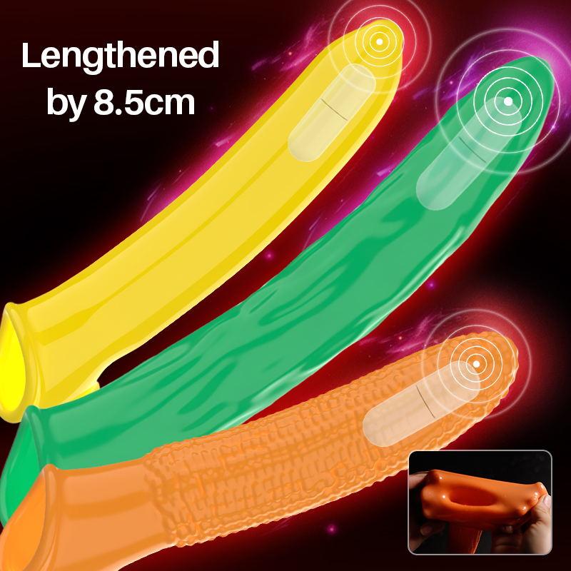 Men Penis Sleeve Strong Vibration Fancy Vegetables Penis Enlargement Extender Condoms