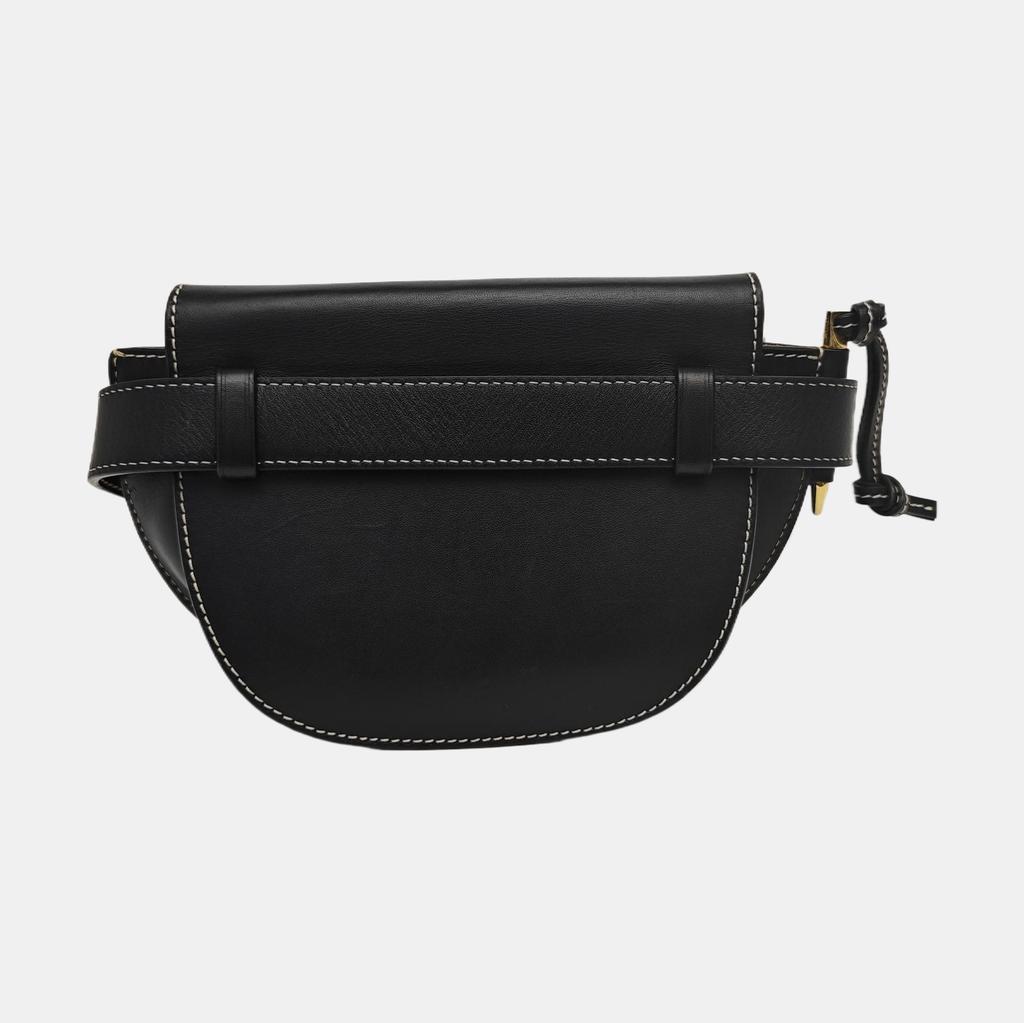 [Pre-Owned] Gate Mini Saddle Bag Black Leather Waist Bag Chest Bag Gold Hardware - Very Good #1J3OY6J