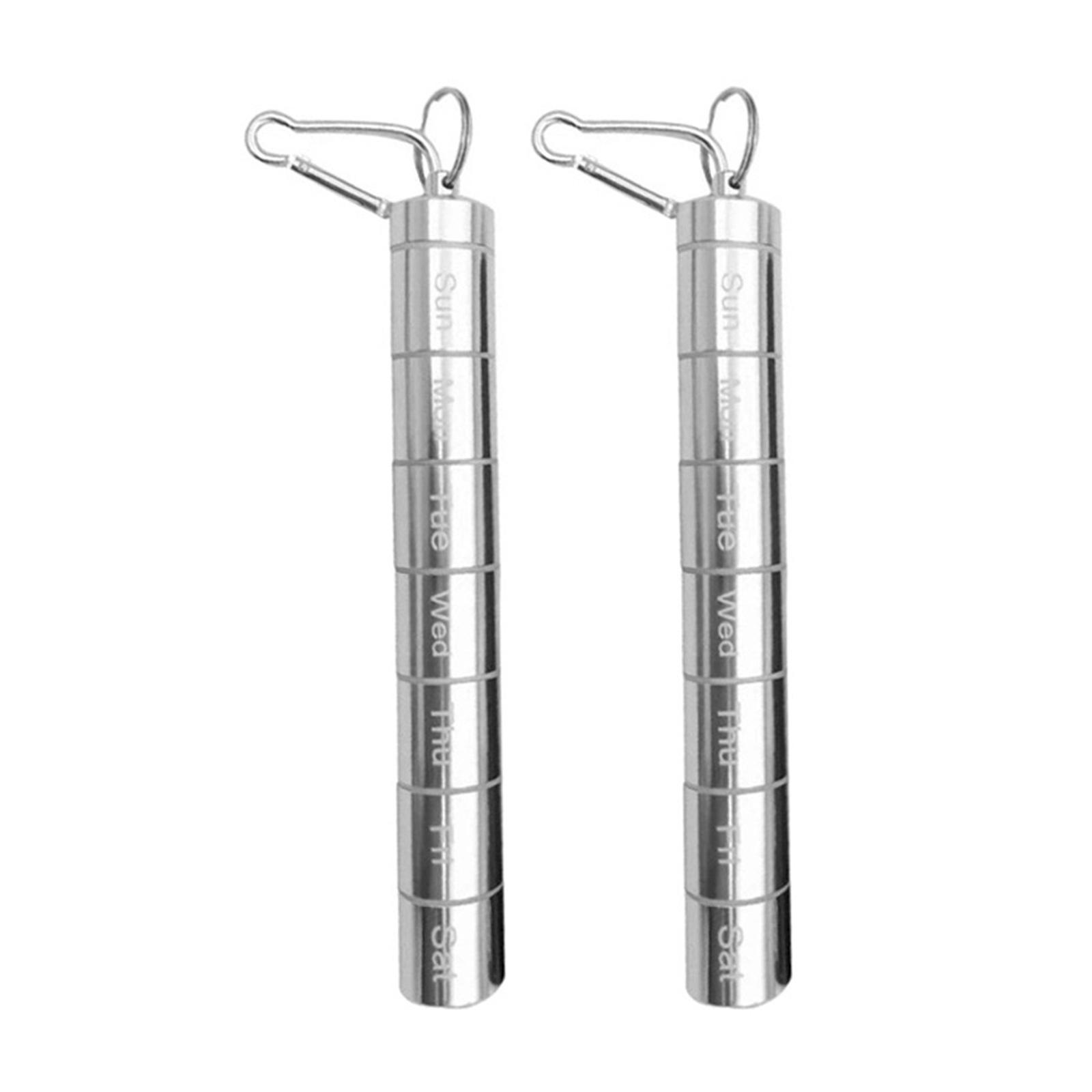 2pcs Portable Pills Case Weekly Keyring Pills Holder 7 Day Organizers Waterproof Pills Container Travel Pills Holder 1 серебряный