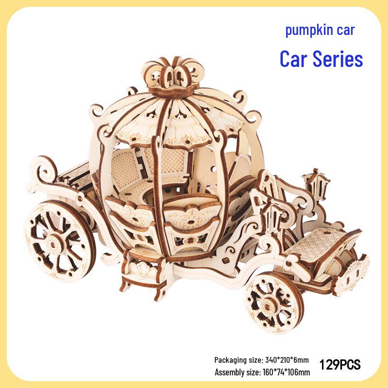 3D Wooden Steam Locomotive Puzzle Toy - DIY Handmade Model for Children