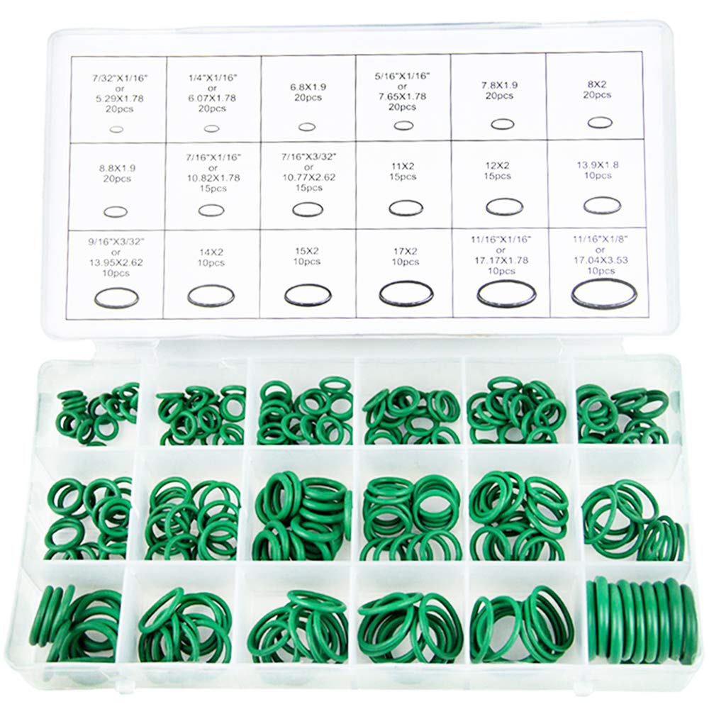 

STRIVEHUGTOSUCCESS 270pcs 18 Grid R134a R12 Car Air Conditioner HNBR O Ring Car Auto зелений