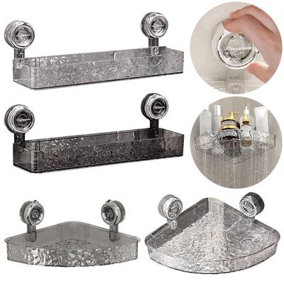 Suction Cup Bathroom Storage Shelf No Drill Storage Basket Multifunctional Shower Organizer Rack Shampoo Holder for Bathroom